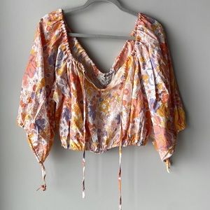 Floral Long Sleeve Crop Top